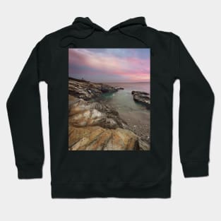 Sunset over Beavertail Lighthouse in Jamestown, Rhode Island Hoodie